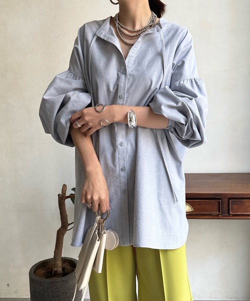 DouDou(ドゥドゥ)の「前後2WAYブラウス(シャツ/ブラウス・レディース・ホワイト/ライトグレー/ブルー・FREE)」の4枚目の写真