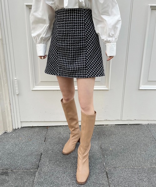 one after another NICE CLAUP（ワンアフターアナザーナイスクラップ）の「バックリボン台形スカート（スカート・レディース・その他1/チェック/グレー系その他・FREE）」の3枚目の写真