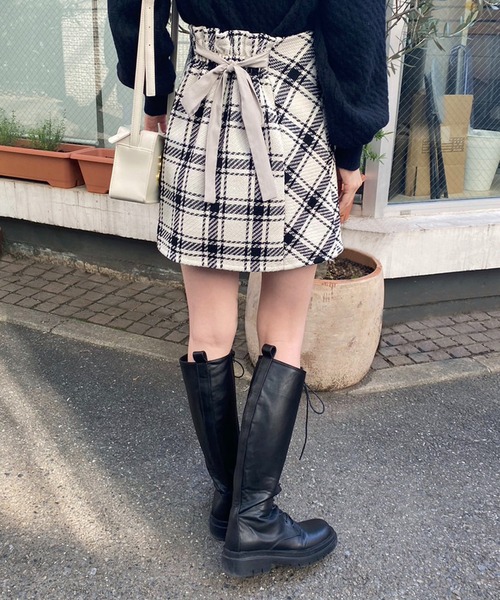 one after another NICE CLAUP（ワンアフターアナザーナイスクラップ）の「バックリボン台形スカート（スカート・レディース・その他1/チェック/グレー系その他・FREE）」の20枚目の写真