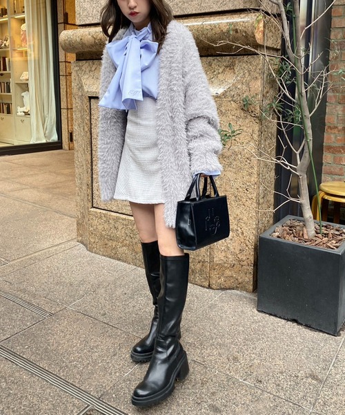 one after another NICE CLAUP（ワンアフターアナザーナイスクラップ）の「バックリボン台形スカート（スカート・レディース・その他1/チェック/グレー系その他・FREE）」の9枚目の写真