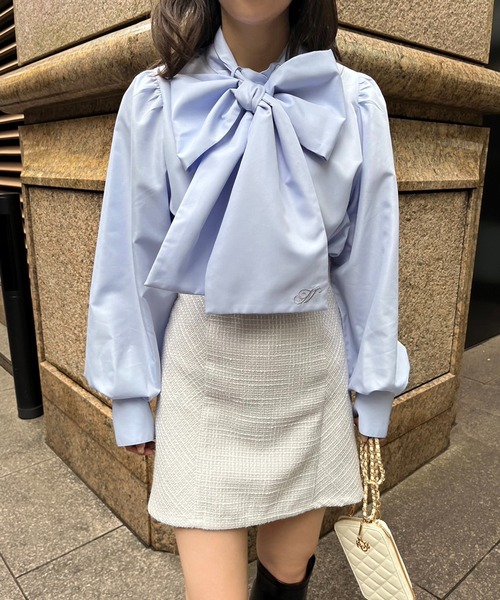 one after another NICE CLAUP（ワンアフターアナザーナイスクラップ）の「バックリボン台形スカート（スカート・レディース・その他1/チェック/グレー系その他・FREE）」の6枚目の写真