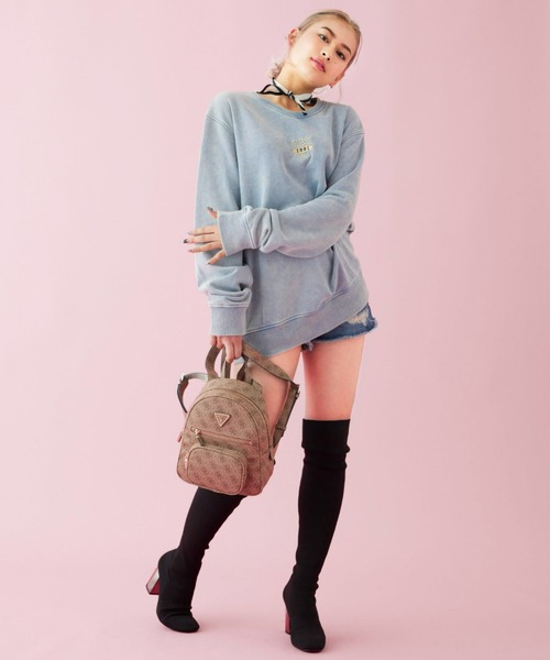 Guess（ゲス）の「Ustin Embroidered Logo Sweatshirt（スウェット・メンズ・ライトブルー/ライトピンク・X-LARGE/MEDIUM/SMALL/LARGE）」の6枚目の写真