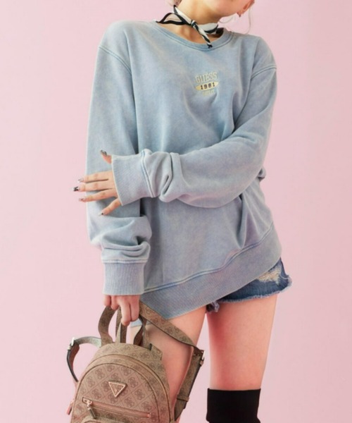 Guess（ゲス）の「Ustin Embroidered Logo Sweatshirt（スウェット・メンズ・ライトブルー/ライトピンク・X-LARGE/MEDIUM/SMALL/LARGE）」の14枚目の写真