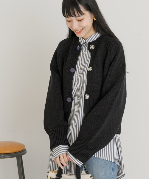 UR Lab.（アーバンリサーチラボ）の「ローゲージニットカーディガン（カーディガン/ボレロ・レディース・グレー/ブラック/ブルー系その他・FREE）」の2枚目の写真