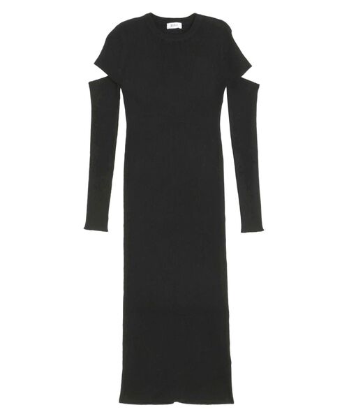 EVRIS（エヴリス）の「スラッシュアームリブニットワンピース（ワンピース・レディース・ブラック/グリーン/アイボリー・FREE）」の4枚目の写真