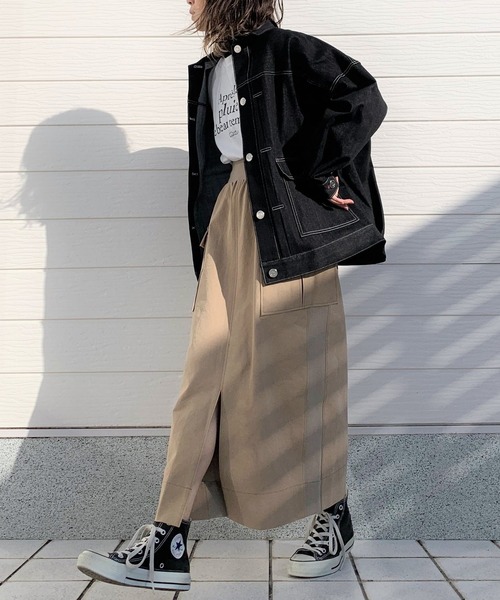 Q（キュー）の「ミリタリースカート（スカート・レディース・カーキ/ベージュ/ライトグレー/チャコールグレー・MEDIUM）」の15枚目の写真