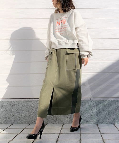 Q（キュー）の「ミリタリースカート（スカート・レディース・カーキ/ベージュ/ライトグレー/チャコールグレー・MEDIUM）」の16枚目の写真