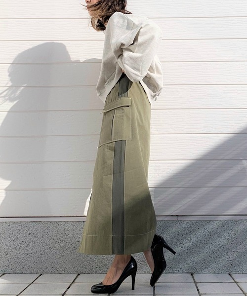 Q（キュー）の「ミリタリースカート（スカート・レディース・カーキ/ベージュ/ライトグレー/チャコールグレー・MEDIUM）」の17枚目の写真