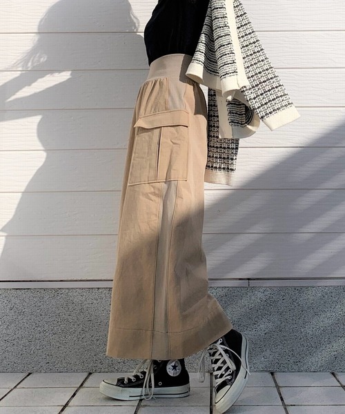 Q（キュー）の「ミリタリースカート（スカート・レディース・カーキ/ベージュ/ライトグレー/チャコールグレー・MEDIUM）」の14枚目の写真