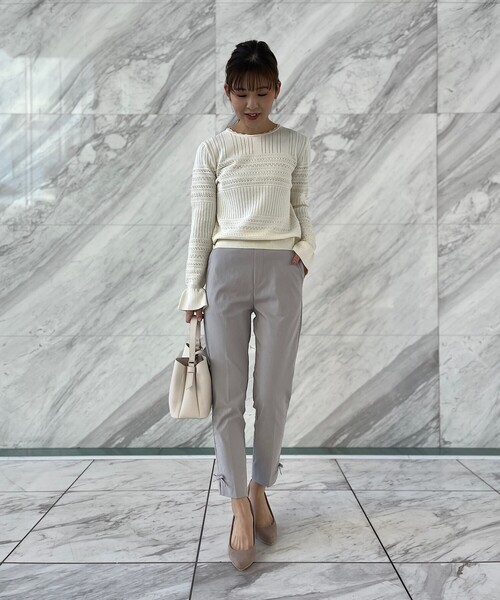 couture brooch(クチュールブローチ)の「◆【ちらっと肌見せで上品フェミニン】透かし編みニット(ニット/セーター・レディース・ブラック/ベビーピンク/アイボリー・38/42)」の10枚目の写真