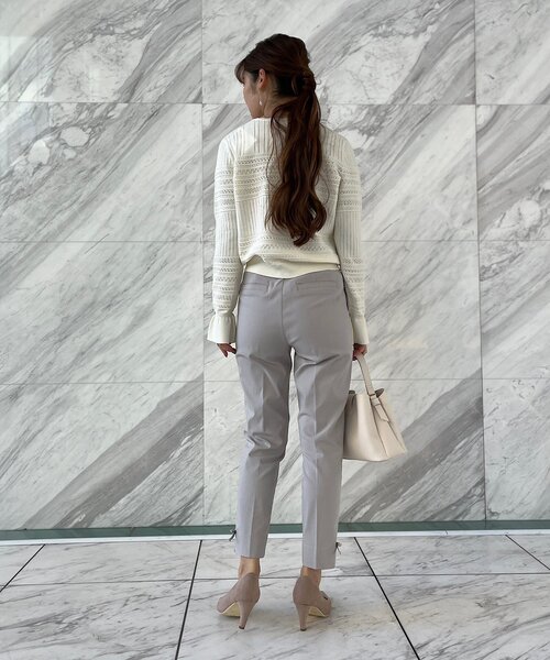 couture brooch(クチュールブローチ)の「◆【ちらっと肌見せで上品フェミニン】透かし編みニット(ニット/セーター・レディース・ブラック/ベビーピンク/アイボリー・38/42)」の12枚目の写真