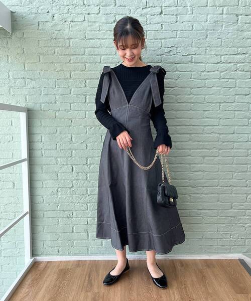 couture brooch(クチュールブローチ)の「◆【ちらっと肌見せで上品フェミニン】透かし編みニット(ニット/セーター・レディース・ブラック/ベビーピンク/アイボリー・38/42)」の19枚目の写真