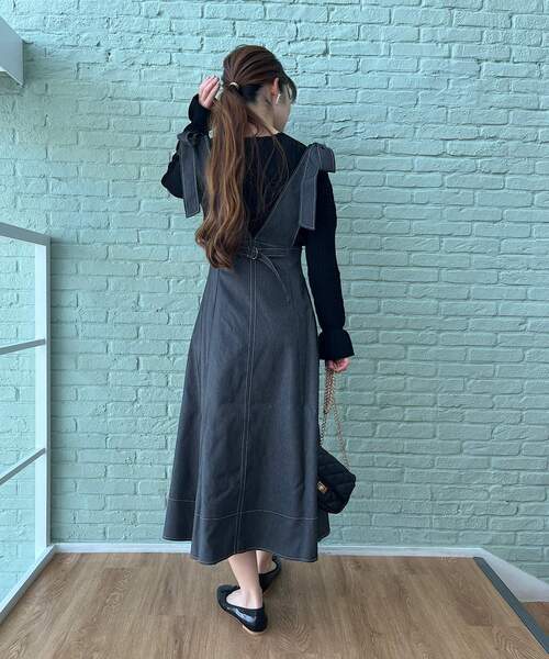 couture brooch(クチュールブローチ)の「◆【ちらっと肌見せで上品フェミニン】透かし編みニット(ニット/セーター・レディース・ブラック/ベビーピンク/アイボリー・38/42)」の21枚目の写真