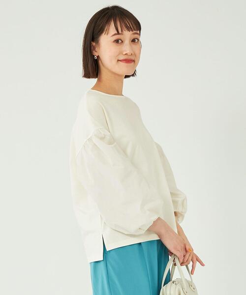 【未使用】ブルーレーベル 異素材 ドッキング パフ スリーブ カットソー 38 トップス 異素材ドッキングカットソープルオーバー レディース
