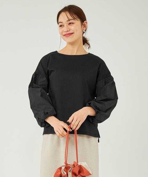 tシャツ メリルドッキングプルオーバー レディース La-gemme tシャツ オーガンジーフリル ドッキングプルオーバー
