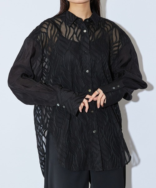 Lui's（ルイス）の「シアースリーブシャツ（シャツ/ブラウス・レディース・ブラック/グリーン・FREE）」の16枚目の写真