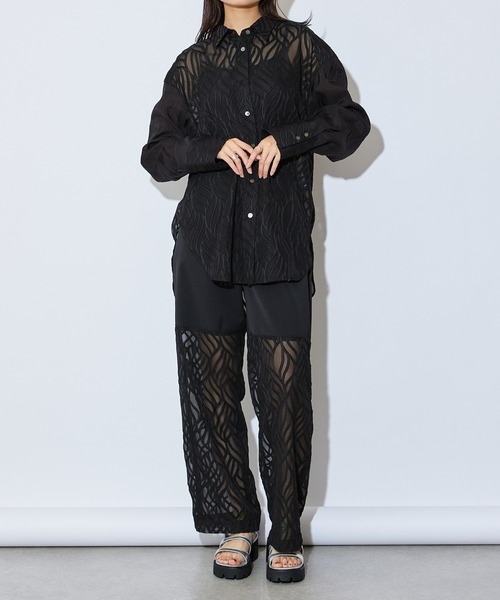 Lui's（ルイス）の「シアースリーブシャツ（シャツ/ブラウス・レディース・ブラック/グリーン・FREE）」の14枚目の写真