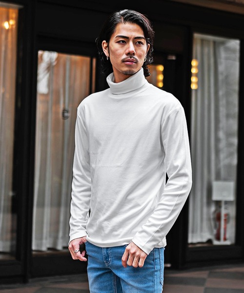 JOKER（ジョーカー）の「【JOKER】スムース生地ハイネック＆タートルネックインナー用ロンT 長袖カットソー メンズ 冬服 秋服 Tシャツ（Tシャツ/カットソー・メンズ・ホワイト/ブラック系/ホワイト系/ブラック/ブラック系その他/ホワイト系その他2/ブラック系その他2/ホワイト系その他・L/M/LL/XL）」の4枚目の写真