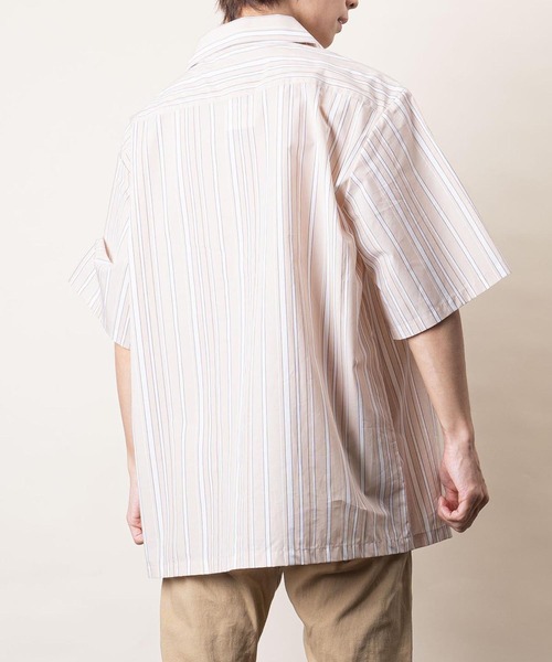【セール】日本製ゆったりシルエットストライプ柄オープンカラー半袖シャツ（シャツ/ブラウス）｜garsonwave（ギャルソンウェーブ）