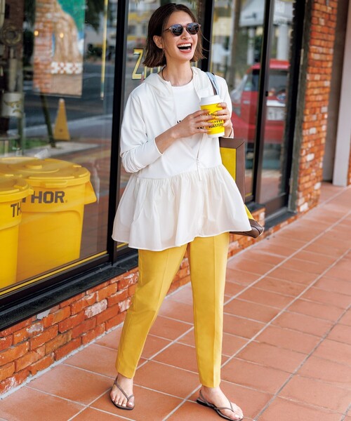 UNFILO(アンフィーロ)の「FINE MOVE テーパードパンツ(その他パンツ・レディース・カーキ系/グレー系/ブラック系/ライトイエロー系/ベージュ系/オレンジ系/ネイビー系/こしょう色系/ダルブルー系/ワイン系・X-SMALL/SMALL/LARGE/MEDIUM)」の8枚目の写真