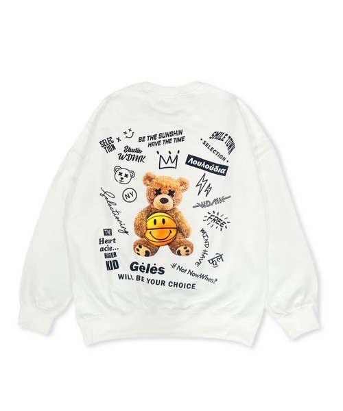 Import & Select（インポートアンドセレクト）の「【Select】 オーバーサイズ プルオーバー 'THE Heart ache...REGER KID' ベアー バックプリント（スウェット・メンズ・グレー/ネイビー/オフホワイト/ブラック/ブルー・FREE）」の2枚目の写真