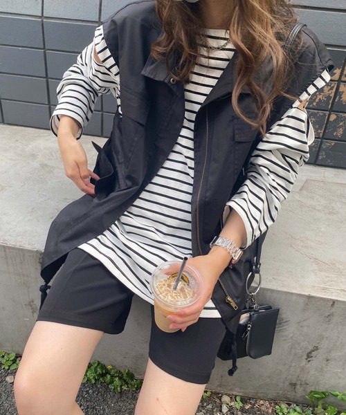 INGNI（イング）の「ミリタリーベスト（ミリタリージャケット・レディース・ブラック/カーキ/アイボリー・M）」の3枚目の写真