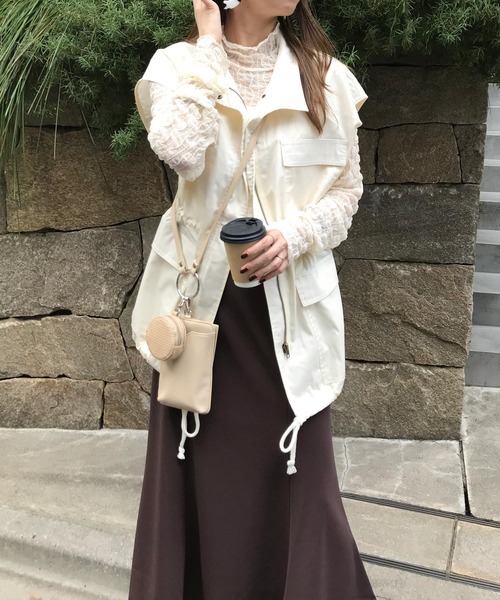 INGNI（イング）の「ミリタリーベスト（ミリタリージャケット・レディース・ブラック/カーキ/アイボリー・M）」の7枚目の写真