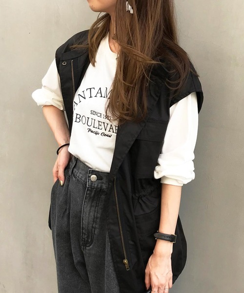 INGNI（イング）の「ミリタリーベスト（ミリタリージャケット・レディース・ブラック/カーキ/アイボリー・M）」の18枚目の写真