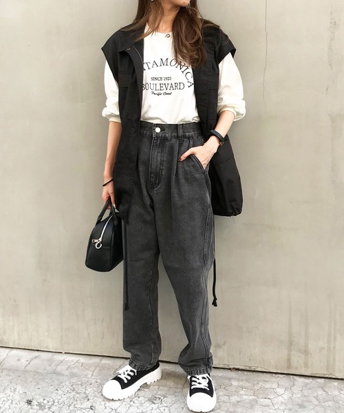 INGNI（イング）の「ミリタリーベスト（ミリタリージャケット・レディース・ブラック/カーキ/アイボリー・M）」の19枚目の写真