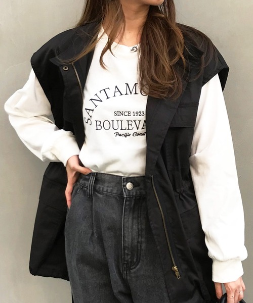 INGNI（イング）の「ミリタリーベスト（ミリタリージャケット・レディース・ブラック/カーキ/アイボリー・M）」の17枚目の写真