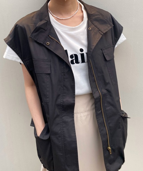 INGNI（イング）の「ミリタリーベスト（ミリタリージャケット・レディース・ブラック/カーキ/アイボリー・M）」の16枚目の写真