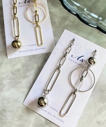 tone（トーン）の「【As】アシメチェーン　ロング　ピアス（サージカルステンレス）(MA)（ピアス（両耳用））」