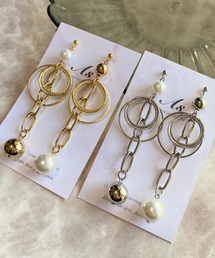 【As】アシメチェーン ロング ピアス(サージカルステンレス)(MA)