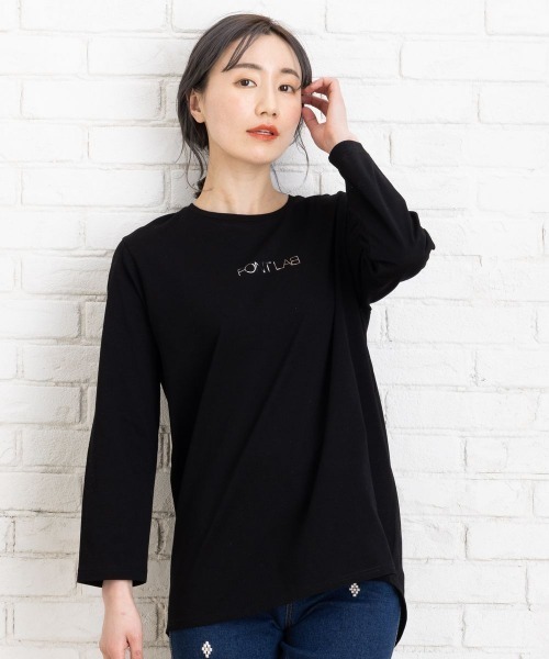 sabstreet my standard(サブストリートマイスタンダード)の「FONTLAB FONTLAB箔ロゴプリント(Tシャツ/カットソー・レディース・ネイビー/ブラック・9号)」の2枚目の写真