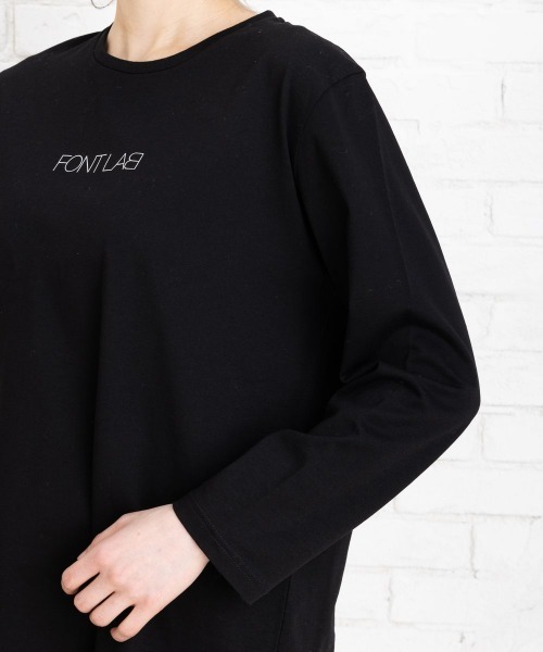 sabstreet my standard(サブストリートマイスタンダード)の「FONTLAB FONTLAB箔ロゴプリント(Tシャツ/カットソー・レディース・ネイビー/ブラック・9号)」の17枚目の写真