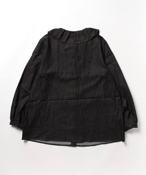 Le temps riche（ルタンリッシュ）の「デニムフリルカラーブラウス　＜Le temps riche＞（シャツ/ブラウス・レディース・ブラック/ネイビー・M/L/S/LL）」の8枚目の写真