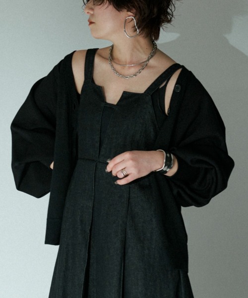 Ezick(エジック)の「Bolero layered style カーディガン(カーディガン/ボレロ・レディース・ブラック/ピンク/ホワイト・FREE)」の3枚目の写真