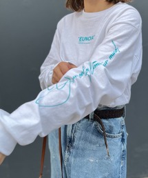 mi via loca | GILDAN 袖ロゴプリントロングスリーブTシャツ(Tシャツ/カットソー)