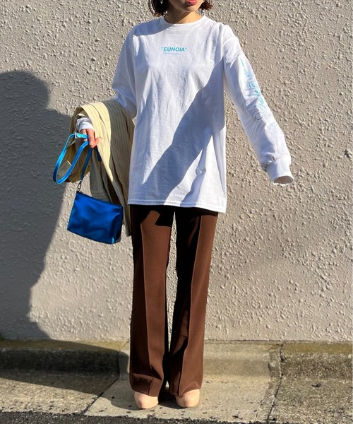 mi via loca（ミヴィアロカ）の「GILDAN 袖ロゴプリントロングスリーブTシャツ 【MVL003 ※2A】（Tシャツ/カットソー・レディース・ブラック/ホワイト×ブラック/ホワイト系その他/ベージュ・MEDIUM/X-LARGE）」の20枚目の写真