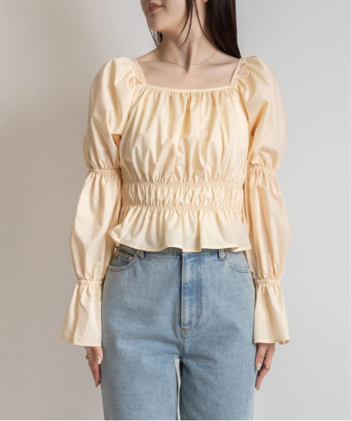 RANDA（ランダ）の「シャーリングデザインブラウス（シャツ/ブラウス・レディース・ピンク/グリーン/ベージュ・FREE）」の19枚目の写真