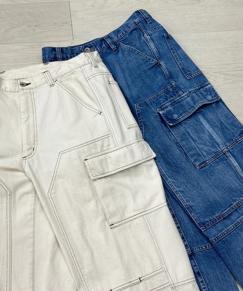 KIIT（キート）の「KIIT キート / DOUBLE KNEE CARGO PANTS ダブルニーカーゴパンツ / KIP-P94A-006（カーゴパンツ・メンズ・アイボリー・2/3/1）」の6枚目の写真