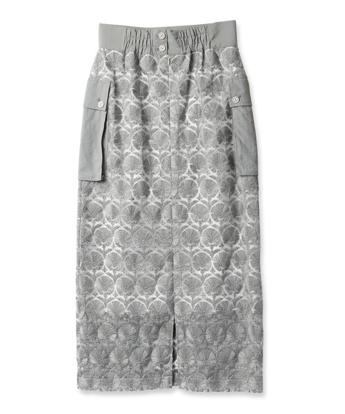 mintdesigns（ミントデザインズ）の「WALL PAPER SKIRT / ウォールペーパースカート（スカート・レディース・グレー/ブラック・2）」の3枚目の写真