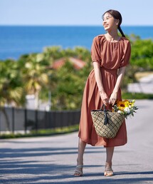 Tiaclasse（ティアクラッセ）の「【洗える】麻調ギャザーワンピース（ワンピース）」