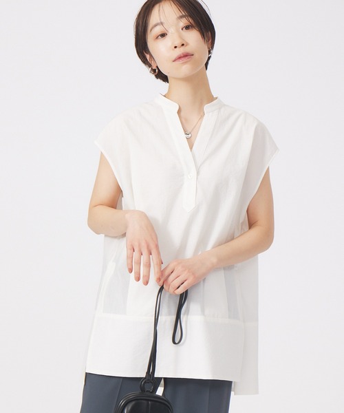 qualite(カリテ)の「タイプライターチュニックブラウス(シャツ/ブラウス・レディース・オフホワイト/イエロー系その他・フリー)」の2枚目の写真