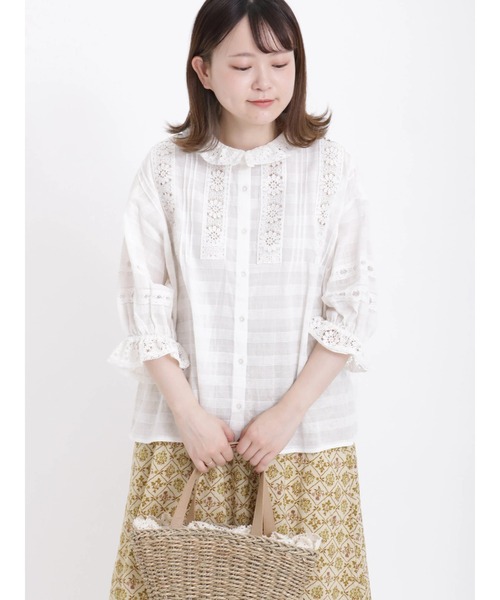 Samansa Mos2（サマンサ モスモス）の「レース襟ブラウス（シャツ/ブラウス・レディース・ブルー/オフホワイト/チャコール・ﾌﾘ-）」の19枚目の写真