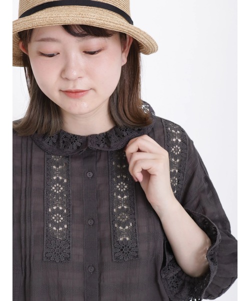 Samansa Mos2（サマンサ モスモス）の「レース襟ブラウス（シャツ/ブラウス・レディース・ブルー/オフホワイト/チャコール・ﾌﾘ-）」の14枚目の写真