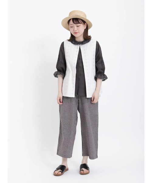 Samansa Mos2（サマンサ モスモス）の「レース襟ブラウス（シャツ/ブラウス・レディース・ブルー/オフホワイト/チャコール・ﾌﾘ-）」の8枚目の写真