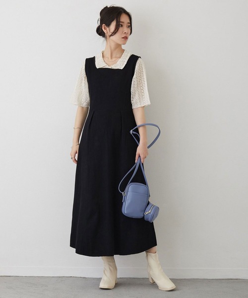 179/WG(イチナナキュウダブルジー)の「レースアップカットソーワンピース(ワンピース・レディース・オフホワイト/ブルー/ブラック・MEDIUM)」の2枚目の写真