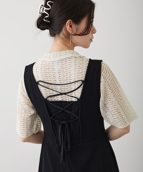 179/WG(イチナナキュウダブルジー)の「レースアップカットソーワンピース(ワンピース・レディース・オフホワイト/ブルー/ブラック・MEDIUM)」の8枚目の写真