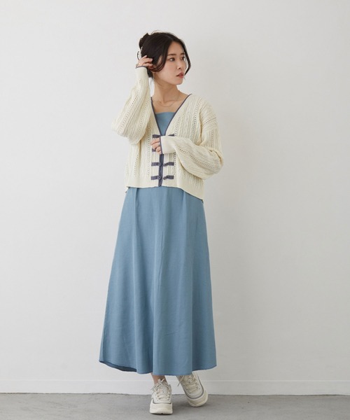 179/WG(イチナナキュウダブルジー)の「レースアップカットソーワンピース(ワンピース・レディース・オフホワイト/ブルー/ブラック・MEDIUM)」の7枚目の写真